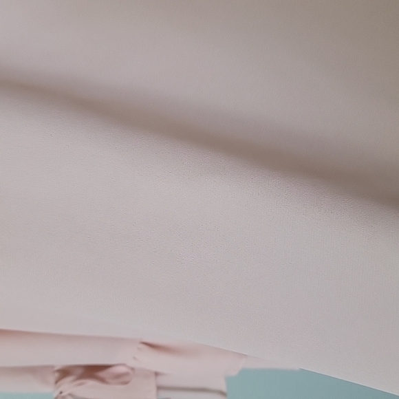 Maurice's Girly Dressy Office Size 1X Sheer Pink Ruffle Bell Sleeve Blouse - Picture 5 of 10